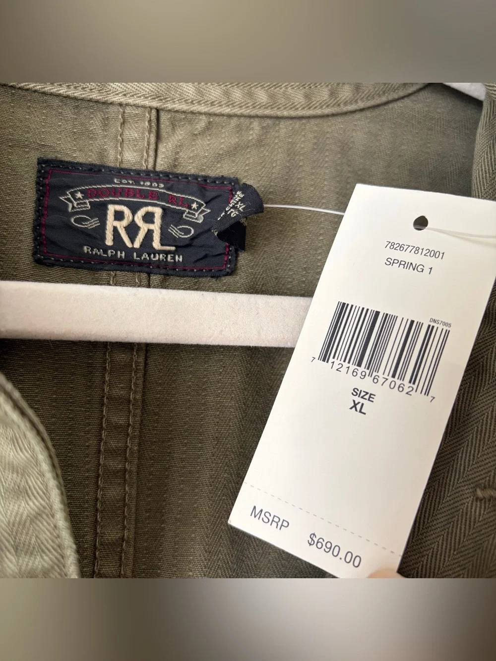 Ralph Lauren RRL Double RL Cotton Herringbone Coverall Workwear Olive Green XL